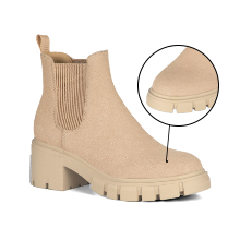 Women's Chelsea Boots Fashion Lug Sole Chunky Heel Slip on Round Toe Platform Ankle Booties